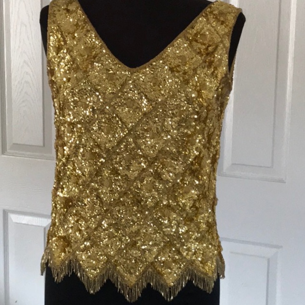 GOLD HAND BEADED TOP